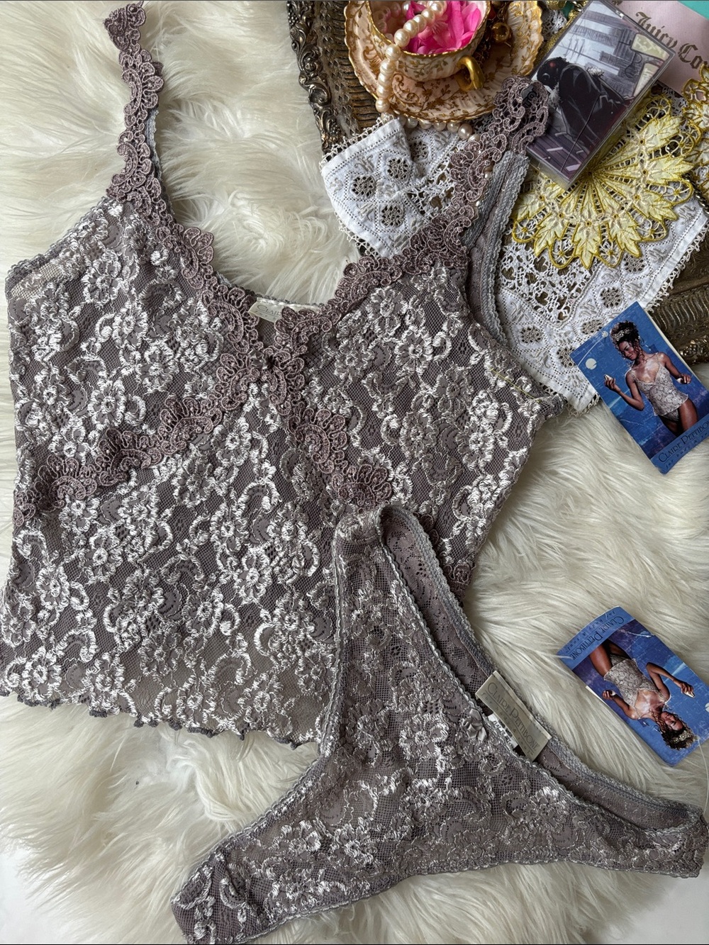 New Vintage 90’s Designer Claire Pettibone Camisole Thong Set Lace Bridal NWT M
